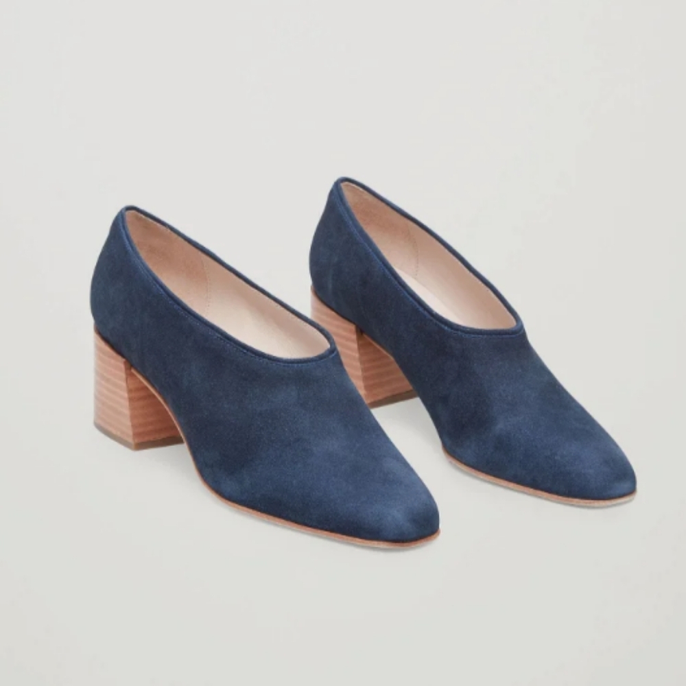 SUPER CLEAN COS Blue Suede Stack Heel Heels Size EU 41 US 10
